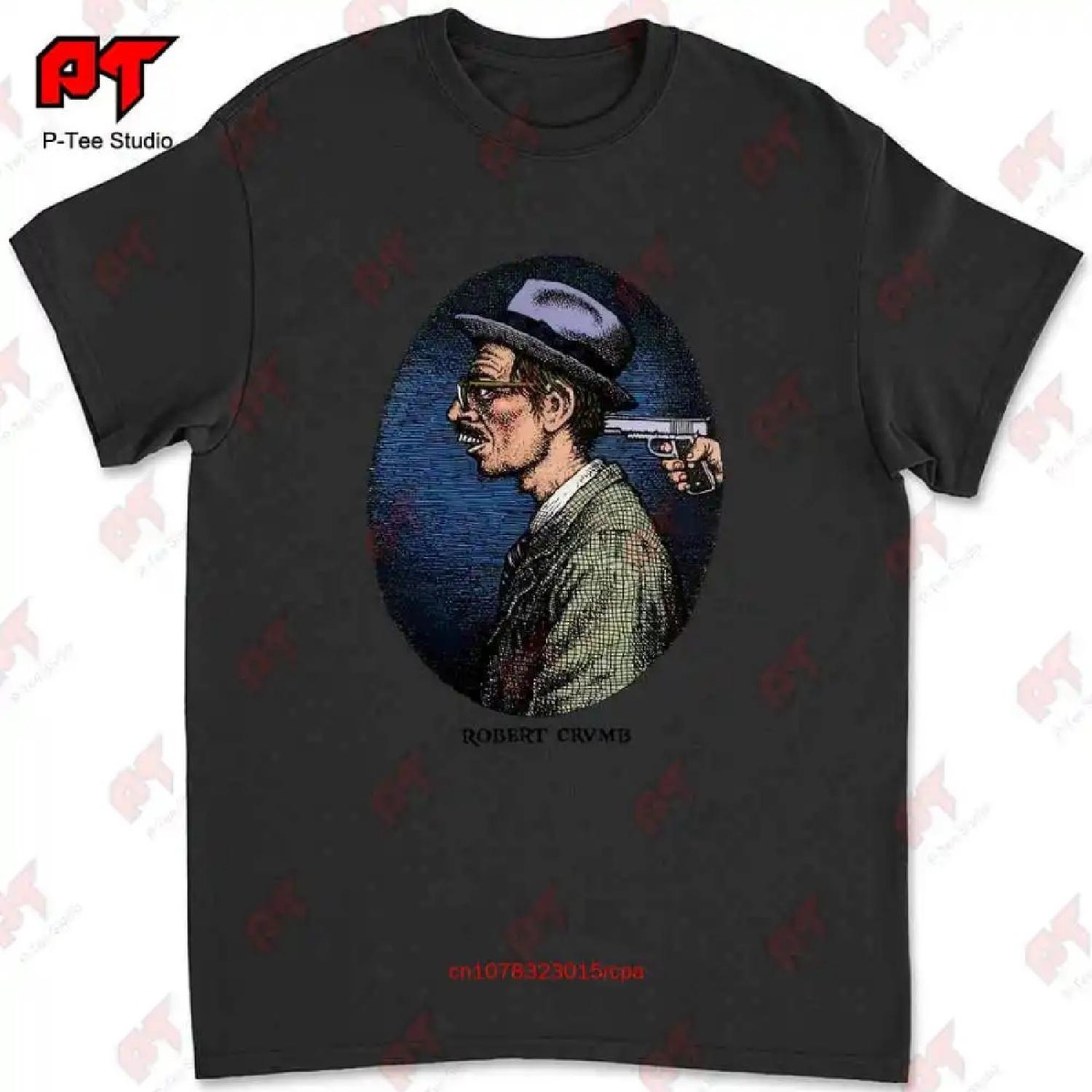 R Crumb Gun Self Portrait T Shirt Robert Underground Comix MIQ7 S чёрный