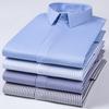 New Quality Anti-Wrinkle Men Shirt Long Sleeves Dress Shirts For Men Slim Fit Camisa Social Business Blouse Stripe Shirt 6XL 7XL