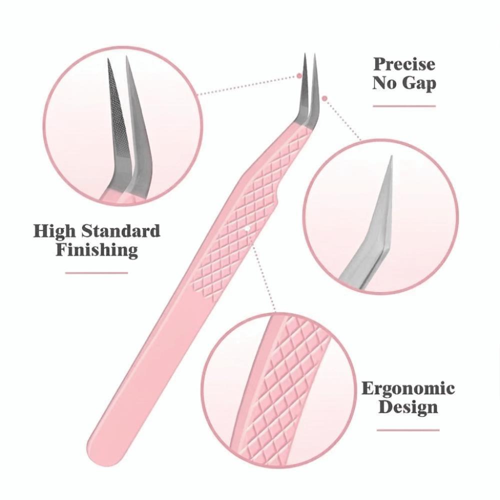 Anti-static Eyelash Extension Tweezer Stainless Steel Fiber Tip Makeup Tool Beauty Salon