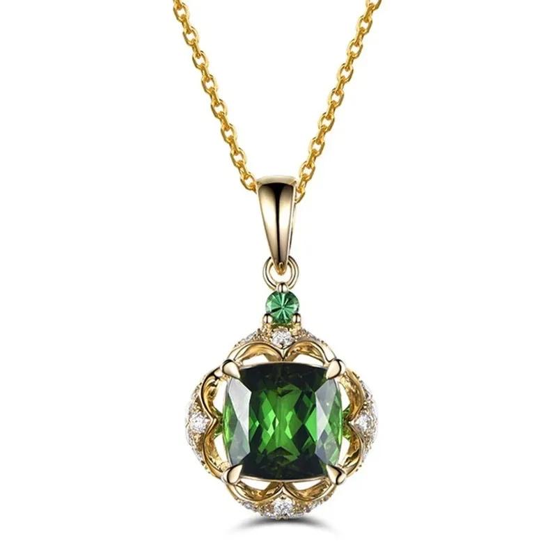 Fashion Girls Pendant Necklace Bright Green Crystal Stone Wedding Anniversary Statement Jewelry For Women  Wholesale