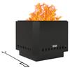 Smokeless Fire Pit, 48 Cm Portable Wood Burning Firepit, Square Metal Bonfire Stove with Poker, Black