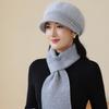 New Women Fashion Winter Warm Set K Letter Plush Fur Lined Warm Hats For Women Casual Rabbit Fur Blend Outdoor Dandy Knitted Cap