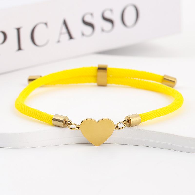 15mm Heart-Shaped Adjustable Stainless Steel Multi-Color Milan Rope Bracelet with Blank UV Laser Printing Surface