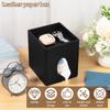 2 In 1 Square Tissue Box Cover PU Leather Cube Facial Tissue Dispenser with Top Tray Desktop Decoration for Home Bathroom Office