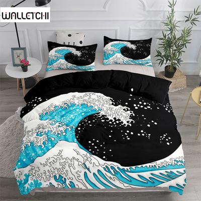 Tradiční sada povlaků na přikrývky Great Wave s manželskou postelí velikosti King Queen Double Full Twin Single Size Set ložního prádla