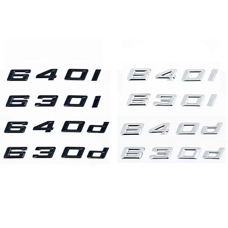 Glossy Black ABS Alphanumeric Badge for BMW E63 E64 F06 F12 F13 G32 - 630i 630d 640i 640d XDrive SDrive - Bright Silver Car Embl Yk2