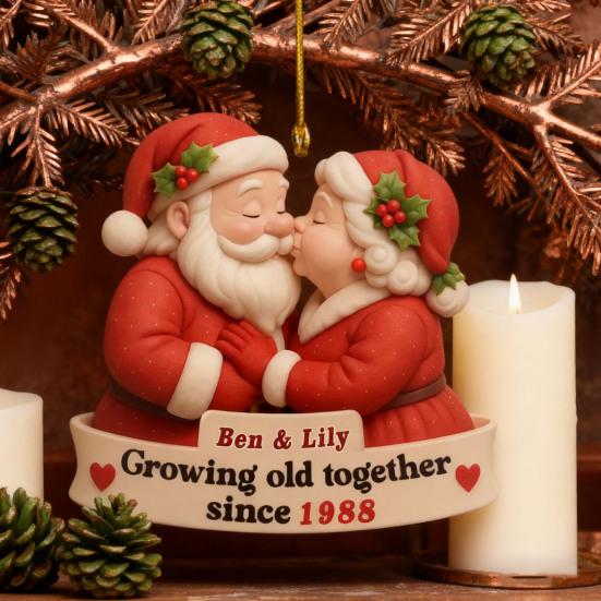 Yousheng Xmas Tree Hanging Pendant Growing Old Together Since 2025 Personalized Acrylic Christmas Ornament Santa Couple Decoration