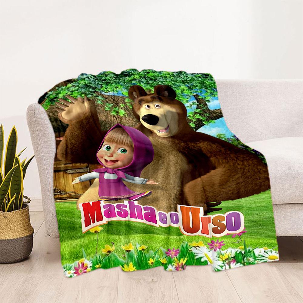 Masha Bear Blanket Comfortable Suitable for Livingroom Seaside Sofa Four Seasons Multipurpose Stylish Decor Best Holiday Gift for Friends Family