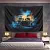 Fiery Drum Set On Black Background Pattern Wall Hanging Tapestry Decorative Tapestry Home Decor for Bedroom and Living Room