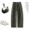 Ice crack camouflage wide-leg scimitar denim casual pants autumn new personalized fashion wide-leg pants