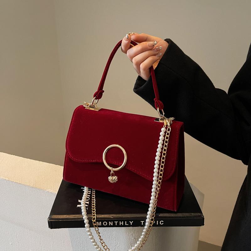 

Red high-end small bag women s bag new wedding handbag retro chain messenger bride bag бордовый