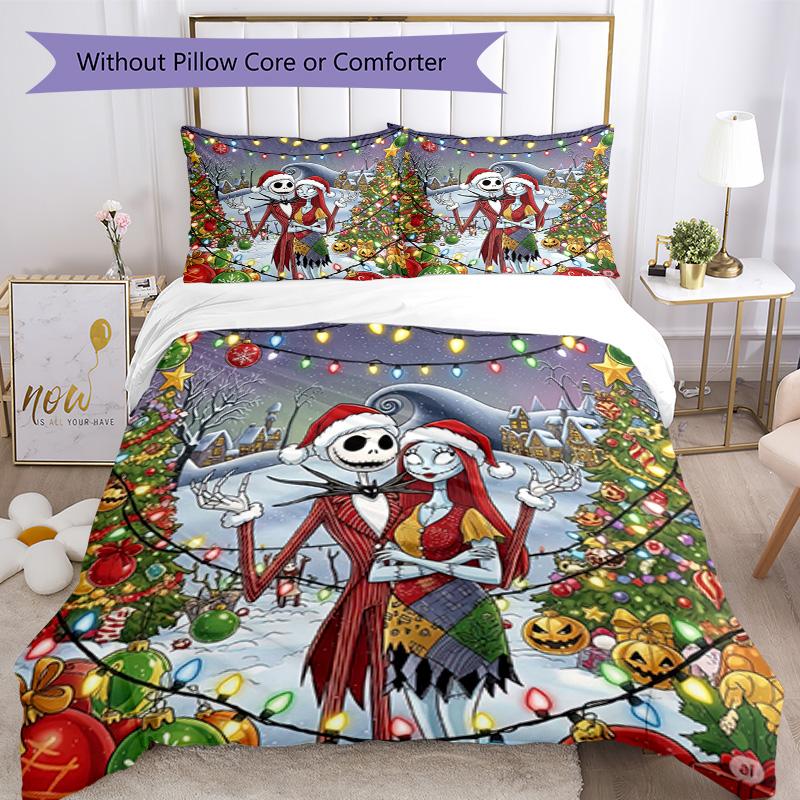 Christmas Nightmare Bedding Set Breathable Duvet Cover with Pillowcases Decorative Bed Linen for Bedroom Home Decoration Birthday Gift