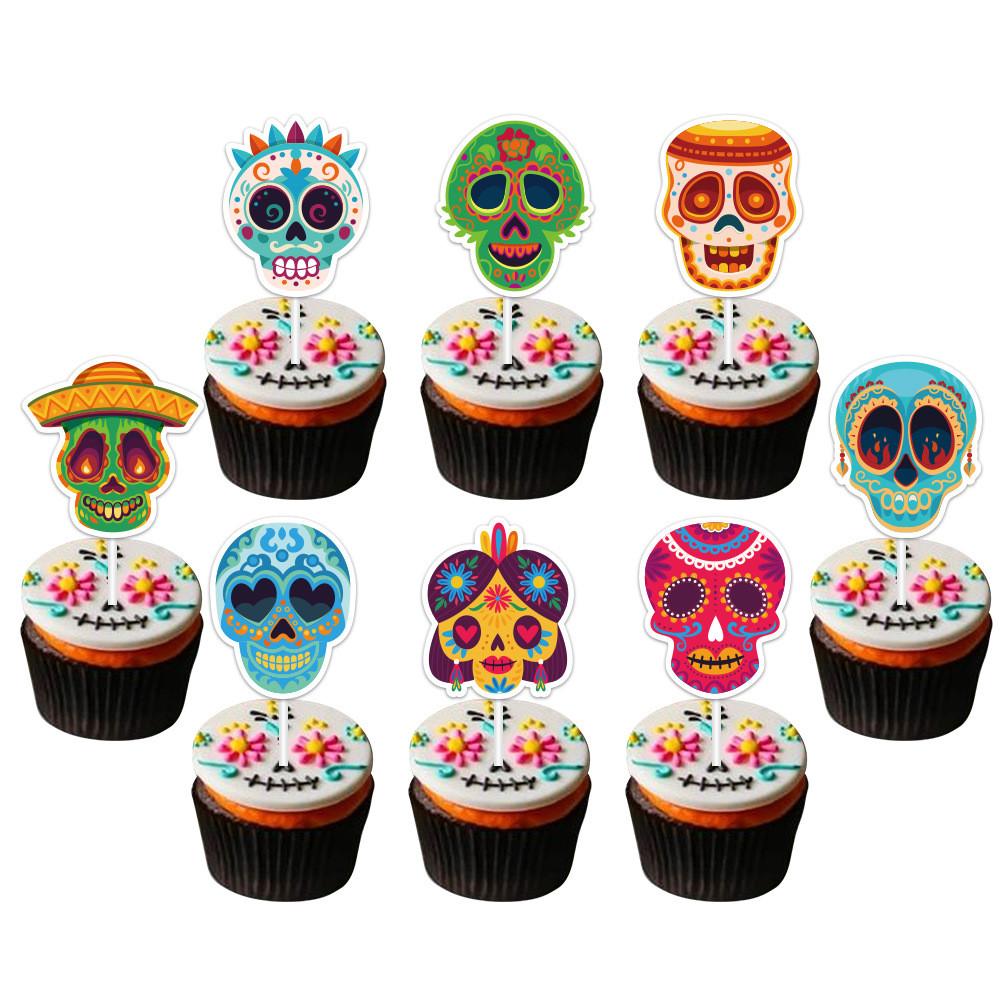 Skull Theme Cake Party Decor Paper Insert For Halloween And Party Venue