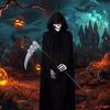 Black Cloak With Hood Halloween Vampire Hooded Cloak Capes Robes Full Length Unisex Dress Up Clothes With Gloves Cosplay