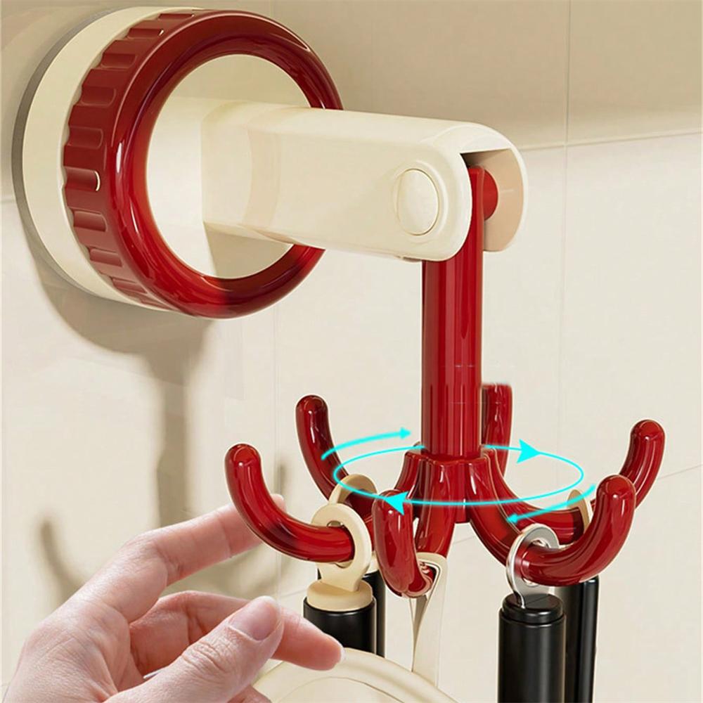 1PC 360 Degrees Rotating Folding Hook Self-Adhesive Suction Cup Hooks Rotating Kitchen Utensil Holder