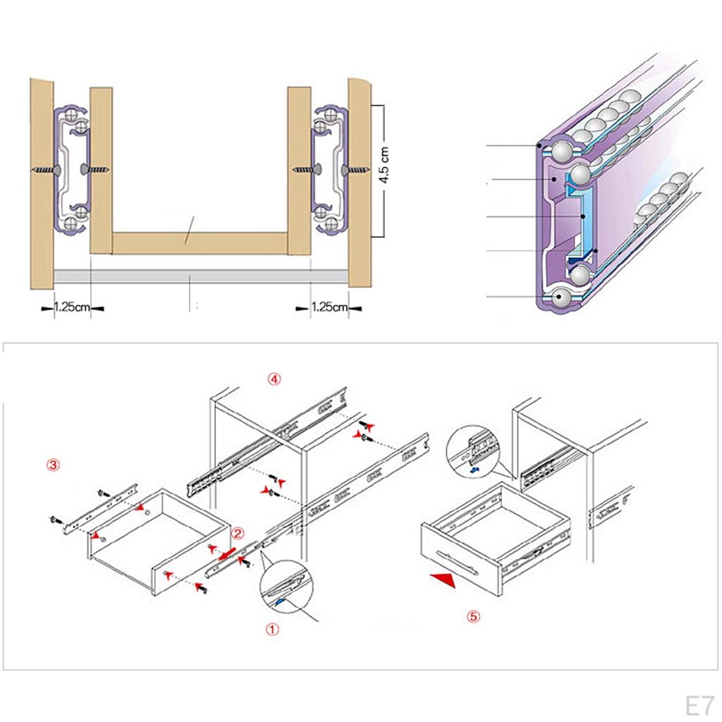 250-500mm Heavy Runners Ball Bearing Drawer Slides Rail