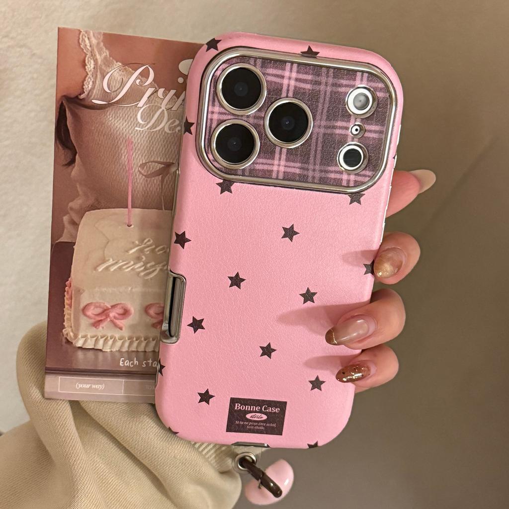 Leather Retro Star Pendant Suitable for iPhone 16, 17 Pro Max, iPhone 15 Full Protection, 13 Anti-drop, 11