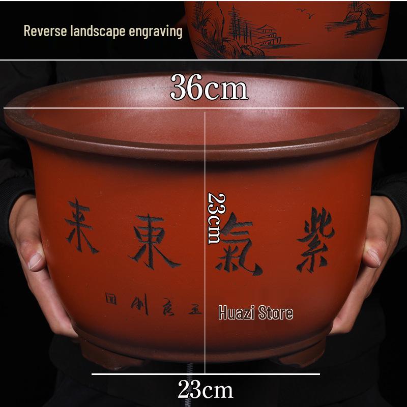 2021 Extra Large Purple Clay Tall Cylinder Ceramic Flower Pot