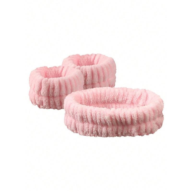 1 Set Skin Care Headband And Wristbands, Puffy Spa Makeup Headband For Face Washing, Soft Headbands For Women,Cute Hair Ties
