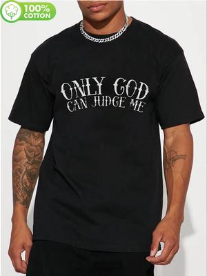 """Nur Gott kann mich richten" Grafik-T-Shirt - Schwarz Lässig Rundhals"""