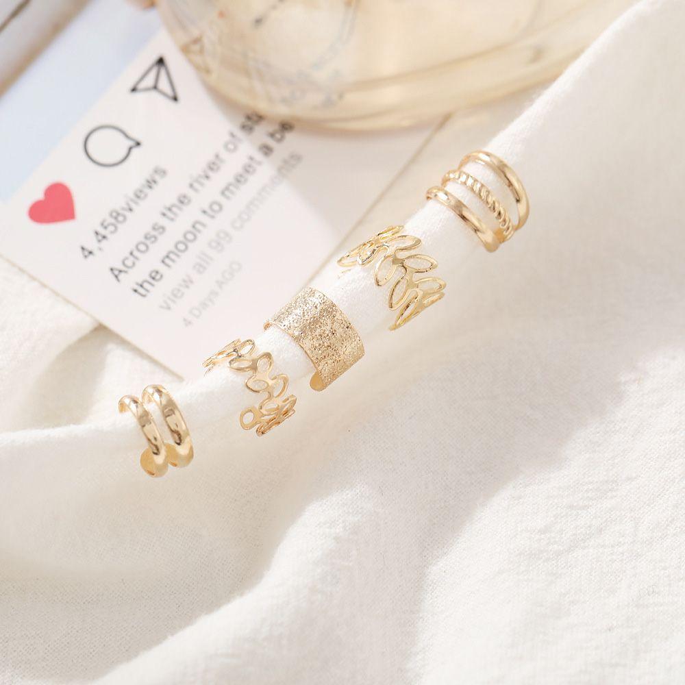 C-Shape Without Pierced For Women Ear Bone Clips Leaves Ear Cuff Earring Set Korean Style Earrings