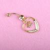 1Pc Hollow Love Heart Crown Rhinestone Bar Belly Button Body Piercing Navel Ring