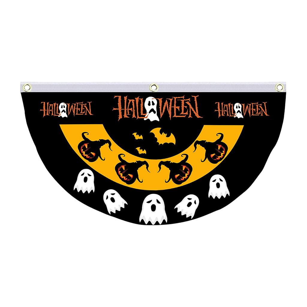 Halloween Fan-Shaped Flag - 4590cm - Single Sided Printed Polyester for Outdoor Garden Decoration