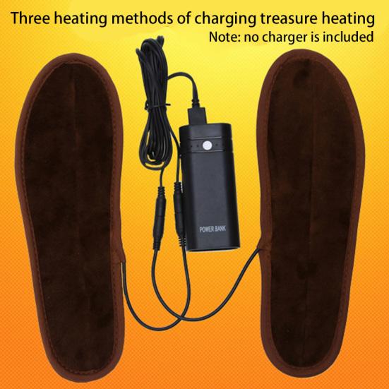 Unisex USB Elektrisk Drivna Plysch Värmande Uppvärmda Inläggssulor Fot Skor Värmare Kuddar
