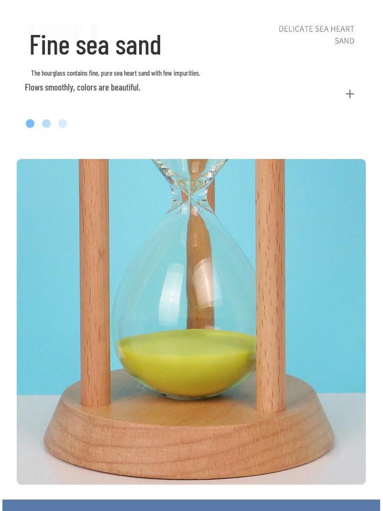 Seven-Color Sand Solid Wood 30-Minute Drop-Proof Hourglass Timer for Kids: Study & Gift