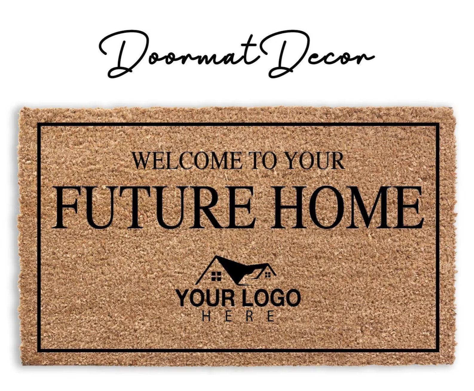 Welkom in uw toekomstige huis Deurmat Makelaars Sluitingscadeau Buiten Welkomstmat voor Huizenkopers Ontwerp Logo Tekst Kleed Tapijt 40cmx60cm