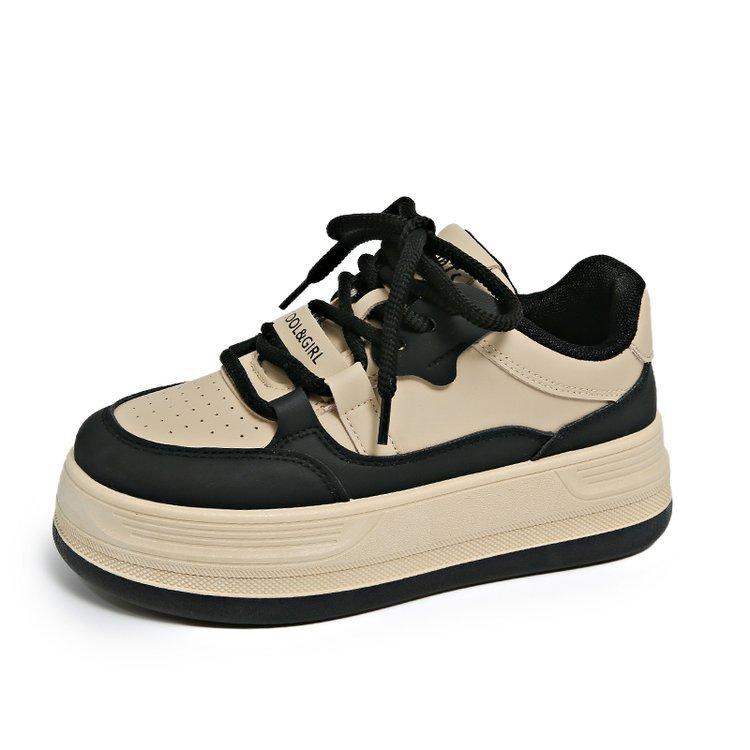 

[Youshilai] Bread shoes women s 2025 new versatile sports little white shoes casual lace-up thick baseplate shoes 35