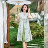 Elegant Chinese Style A-Line Midi Dress