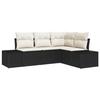 VidaXL 4-Piece Garden Sofa Set with Cushions Black Poly Rattan 3347037