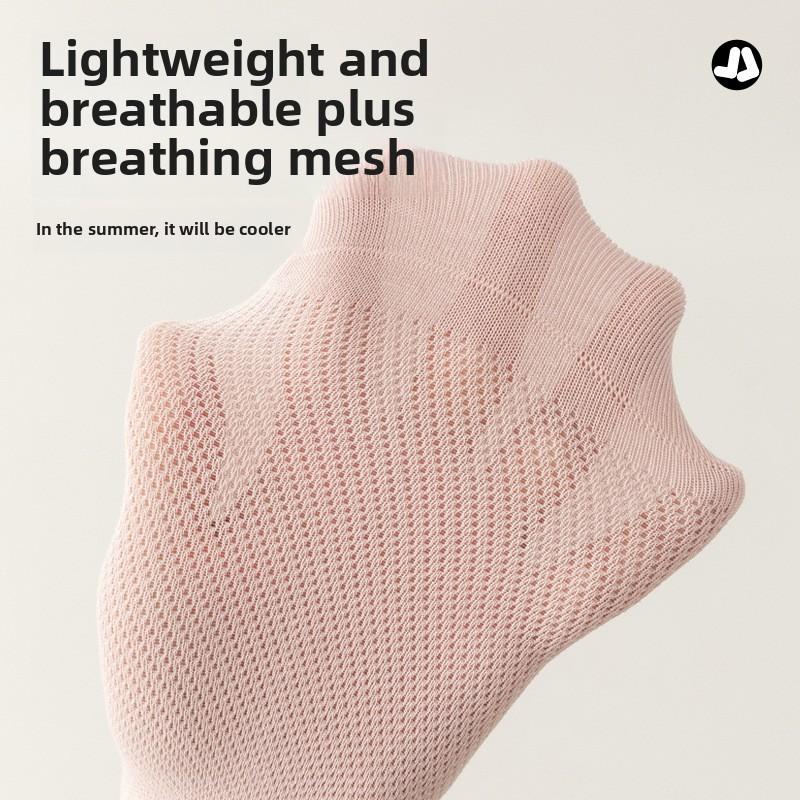 5 Paar Damen Sommer Reine Baumwolle Schweißabsorbierend Atmungsaktiv Mesh Nahtlos Unsichtbare Deodorant Socken