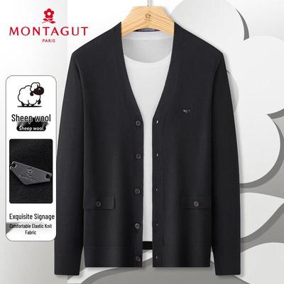 MONTAGUT Men's Wool Blend V-Neck Knit Cardigan