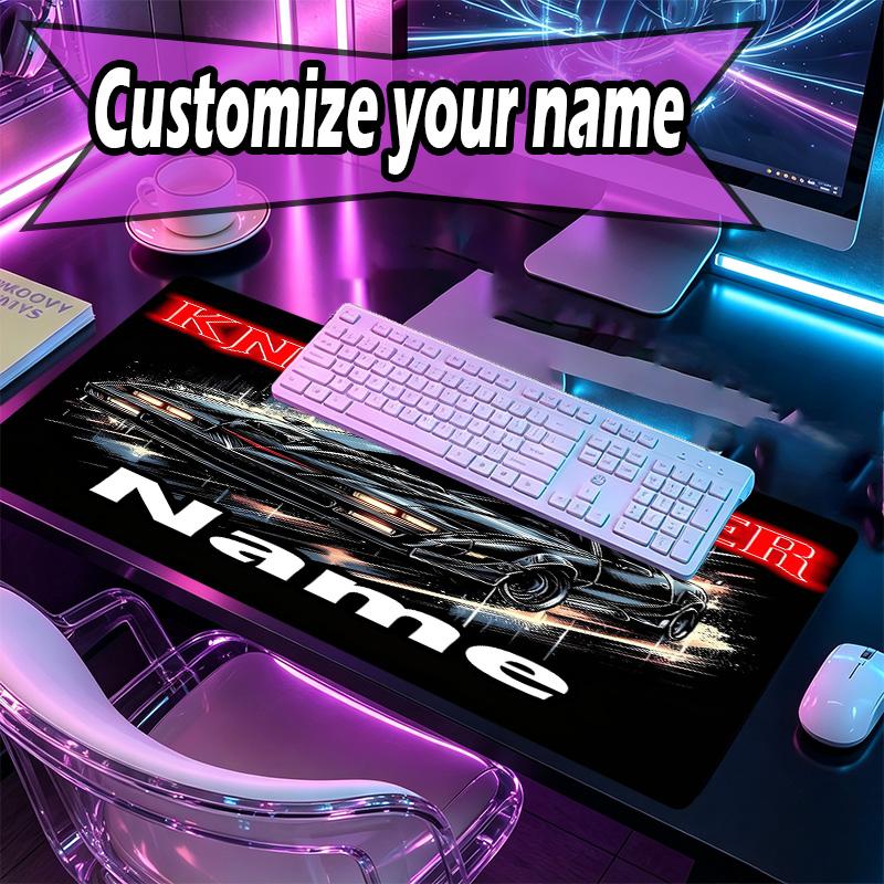 Custom Name Personalized Knight Rider Pattern Mousepad, Laptop PC Desk Mat, Decorative Desk Mat for Home Keyboard Pad Gift
