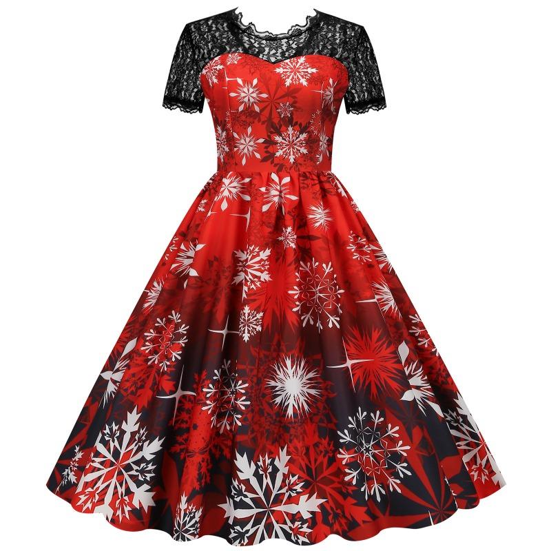 QICED Fashion Summer Spring Short Sleeve O-Neck Casual Dresses