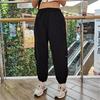 Li Ning Sports Fashion Series Solid Color Mid Waist Cuffed Loose Knit Joggers Women Joggers Black AYKR442-1