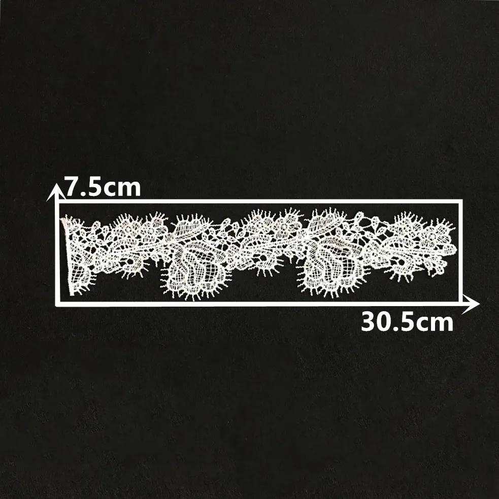 

Черно-белая вышивка с вышивкой, полая, одинарный воротник, длинный стиль, швейное кружево, продажа от 1 до 10 штук аксессуаров 1pcs