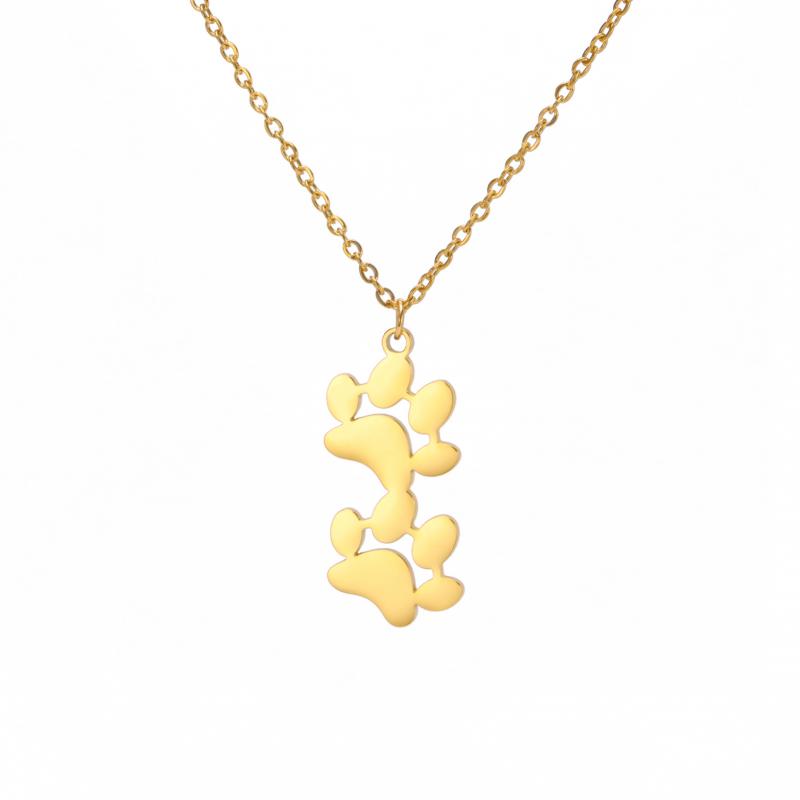 Cute Cartoon Cat Paw Print Pendant Necklace Layered Animal Footprint Chain Stainless Steel Adjustable Unisex Dainty Jewelry