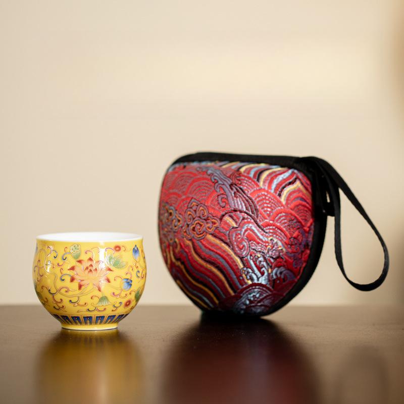 Japanische Keramik Teetassen Chinesische Kungfu Teetasse Retro Persönliches Teegeschirr Emaille Lotus Tassen Haushaltsgetränkegeschirr Gelieferte Geschenkbox