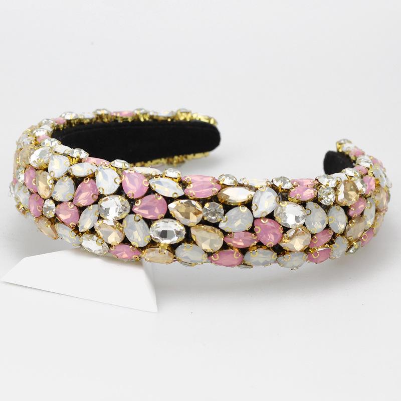 Fascia Larga Retrò Europea & Americana con Strass Barocchi: Accessorio per capelli stile coreano per donna