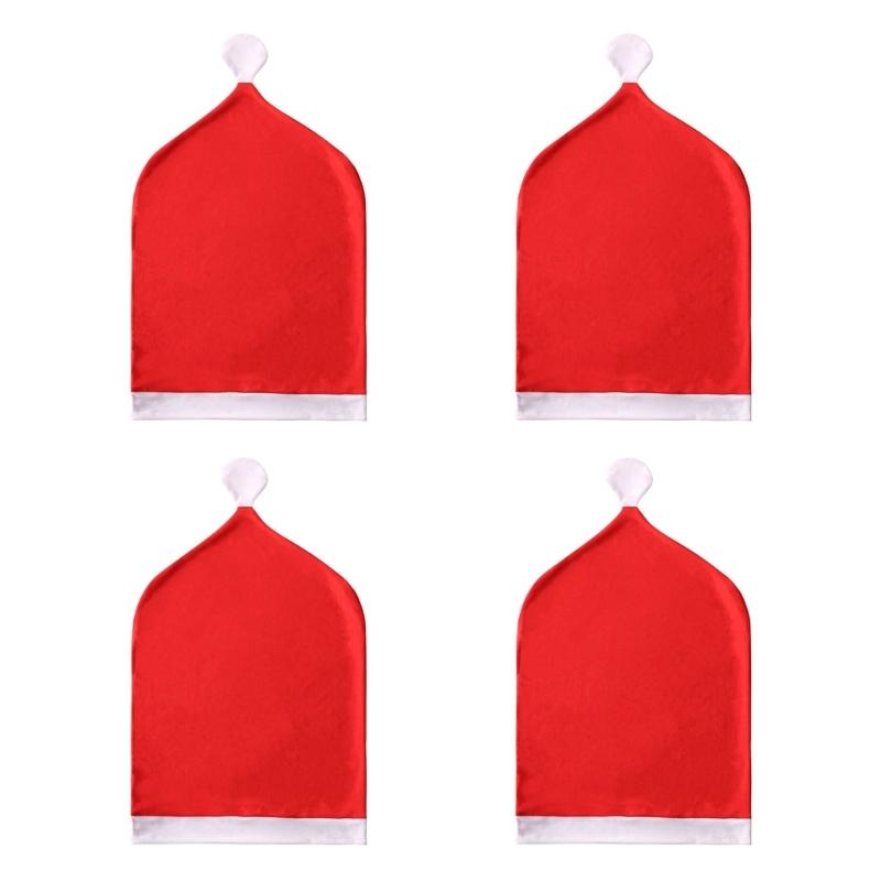 Chair Back Cover Christmas Kitchen Chair Slipcovers In Santa Hat Shape For Holiday Decoration Chair Covers
