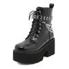 Fashion Women Boots Punk Style Platform Boots High Quality Leather Gothic Women Ankle Booties Chain Chunky  Thick Sole Boots Botas Mujer