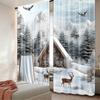 2 Peças Cortinas de Natal com Estampa de Montanha Nevada e Alce, Design com Bainha para Vara, Proteção de Privacidade, Adequadas para Decorar Várias Cenas