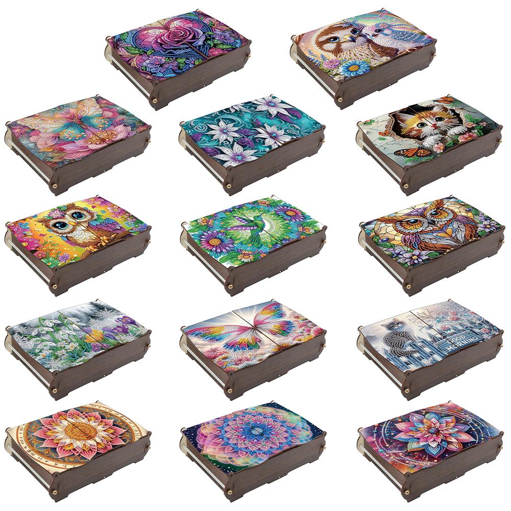 Diamond Painting Wooden Storage Box DIY 5D Craft Jewelry Box for Jewelry & Crafts Organization