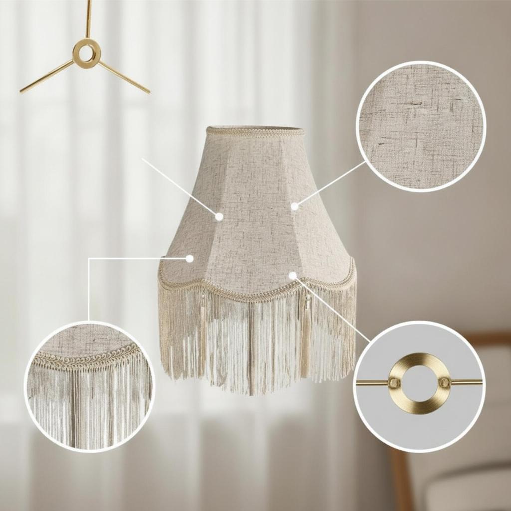 Lampshade with Fringe Trim Easy Assembly Lamp Shade Decorative for Bedside Table