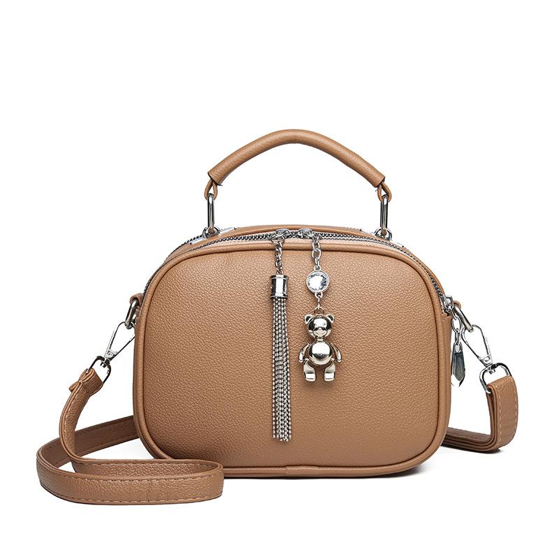 

Tassel small round bag shoulder messenger bag рожевий