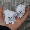 Wind-Blown Dog Figurine Puppy Ornament Realistic Fluffy Adorable Dog Simulated Dog Decoration For Home/Office/Car/Desk