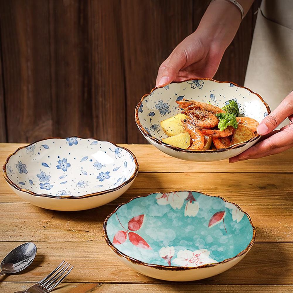 Ceramic Tableware Set Rice Bowl Breakfast Soup Bowl Dessert Dinnerware Tray Microwave Safe Kitchen Noodle Bowl Tableware Set